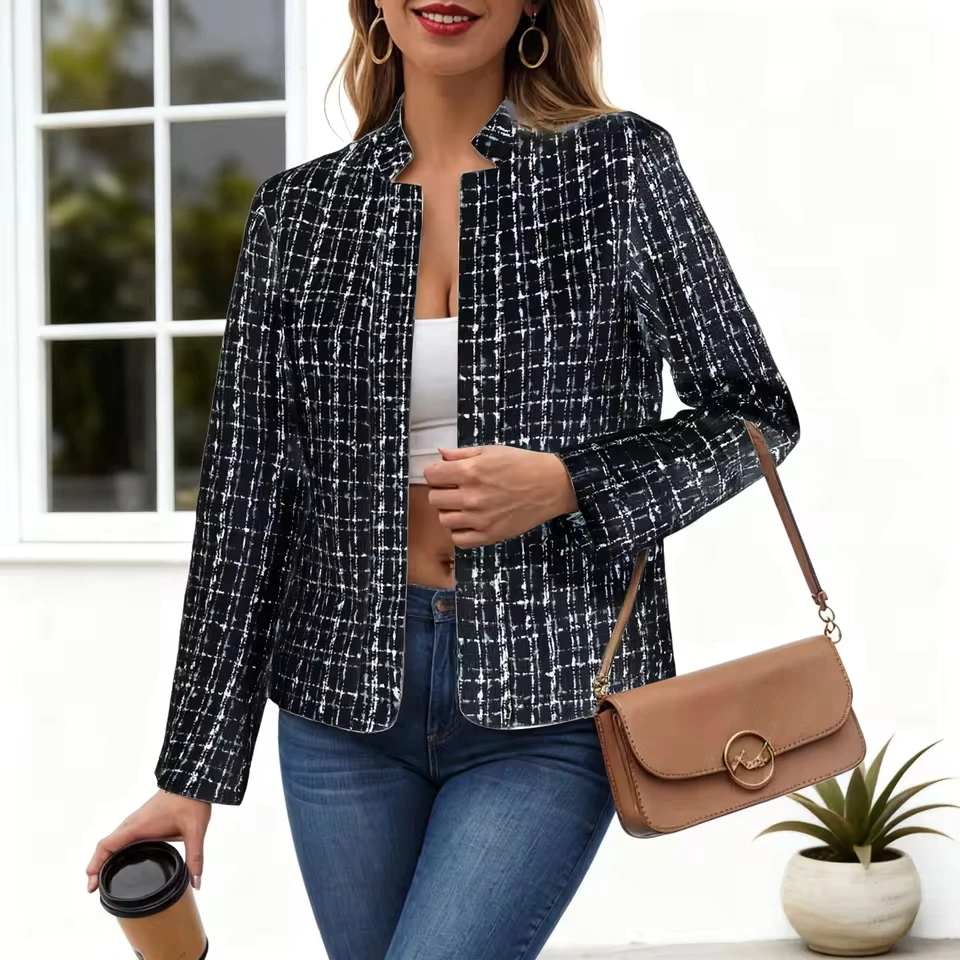 Women Small Fragrance Plaid Warm Open Front Stand Fully Lined Casual Fashion Work Coat Elegant Heavy Winter Coat Women
Women Small Fragrance Plaid Warm Open Front Stand Fully Lined Casual Fashion Work Coat Elegant Heavy Winter Coat Women