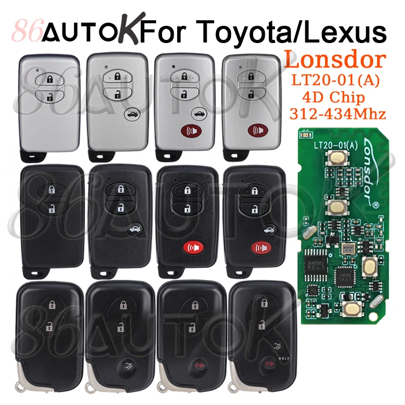 Lonsdor LT20-01EN Universal Smart Remote Key 4D Chip 312-434Mhz For Toyota RAV4 Prado Corolla Camry For Lexus ES IS LS
Lonsdor LT20-01EN Universal Smart Remote Key 4D Chip 312-434Mhz For Toyota RAV4 Prado Corolla Camry For Lexus ES IS LS