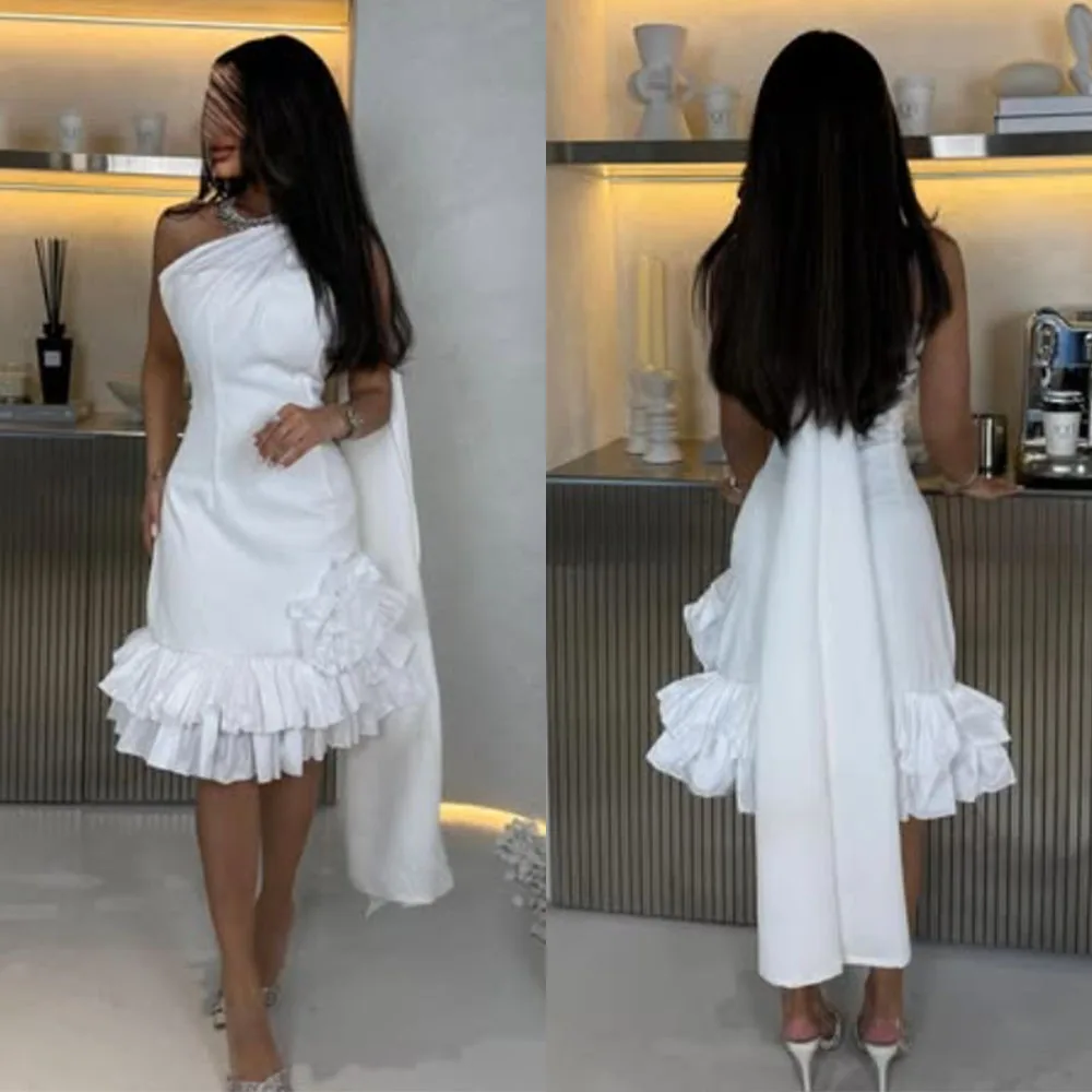 High Quality Customized One Shoulder White Pleat Sleeveless Above Knee Vestidos Para Bodas Mujer Invitada Evening Dresses فستان
High Quality Customized One Shoulder White Pleat Sleeveless Above Knee Vestidos Para Bodas Mujer Invitada Evening Dresses فستان