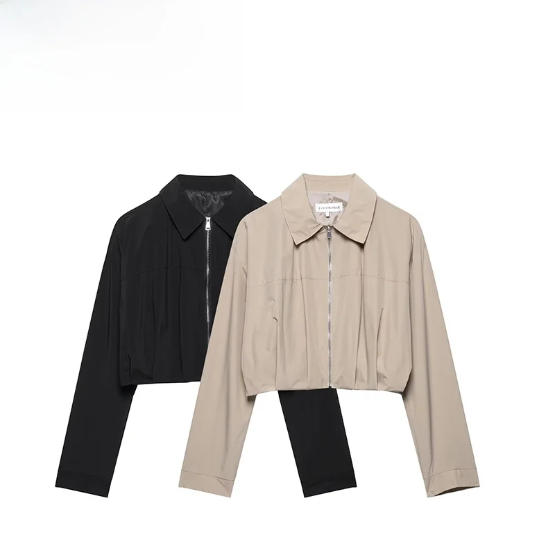 ZBZA Spring New Women's Loose Faion Folded Decoration Collar ort Jaet Polyester Fiber Long Sve Zipper Closure
ZBZA Spring New Women's Loose Faion Folded Decoration Collar ort Jaet Polyester Fiber Long Sve Zipper Closure