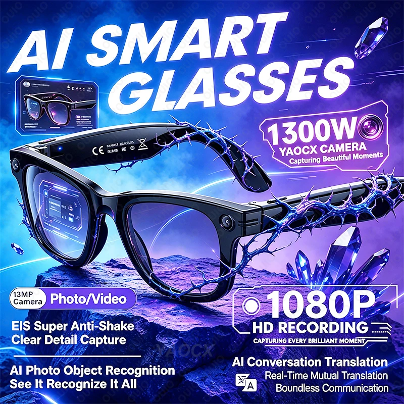 New Translation Smart Glasses 1300W HD CameraPhoto WIFI Transmission Photo Recognition Waterproof Bluetooth Call Smart Glasses
New Translation Smart Glasses 1300W HD CameraPhoto WIFI Transmission Photo Recognition Waterproof Bluetooth Call Smart Glasses