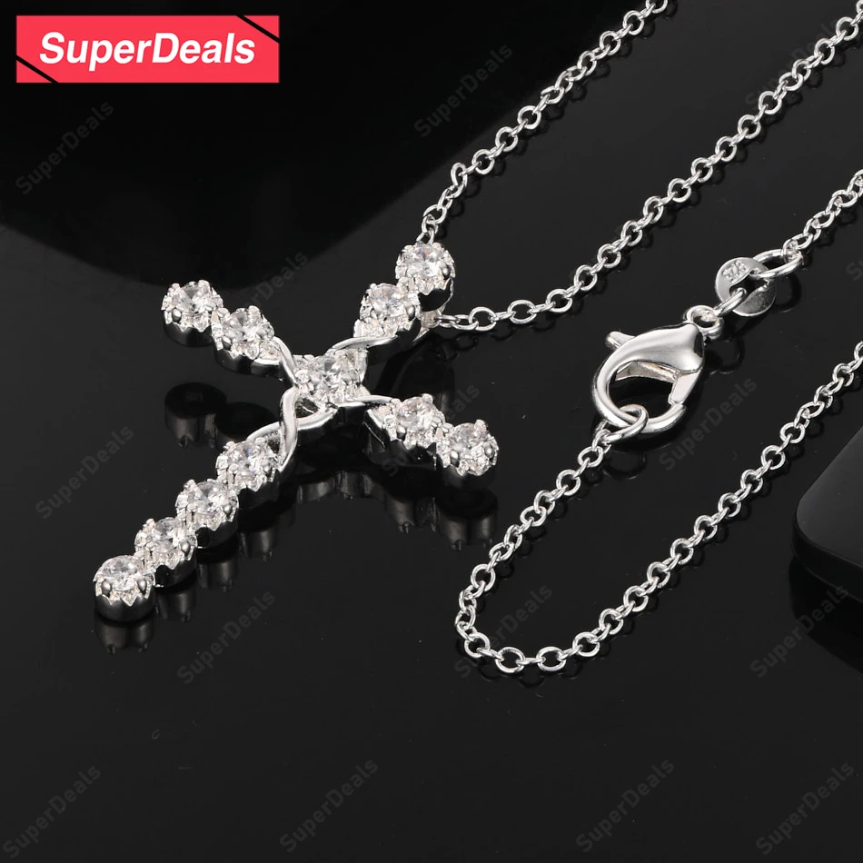 SuperDeals AAA Zircon 925 Sterling Silver Cross Pendant Necklace Birthday Gift Christmas Party Beautiful Exquisite Jewelry Gift 
SuperDeals AAA Zircon 925 Sterling Silver Cross Pendant Necklace Birthday Gift Christmas Party Beautiful Exquisite Jewelry Gift