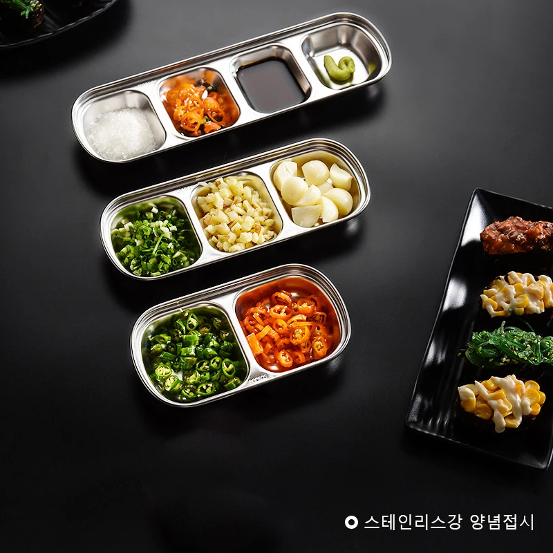 Stainless Steel Divided Dip Bowls Sauce Plate Seasoning Dipping Condiment Tray for BBQ Vinegar Spice Ketchup Salt Sugar Flavor
Stainless Steel Divided Dip Bowls Sauce Plate Seasoning Dipping Condiment Tray for BBQ Vinegar Spice Ketchup Salt Sugar Flavor