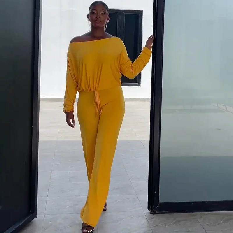 Solid Basic Casual Jumpsuits for Women Off the Shoulder Batwing Sleeve Drawstring Waist One Pieces Rompers Womens Jumpsuit Mono
Solid Basic Casual Jumpsuits for Women Off the Shoulder Batwing Sleeve Drawstring Waist One Pieces Rompers Womens Jumpsuit Mono