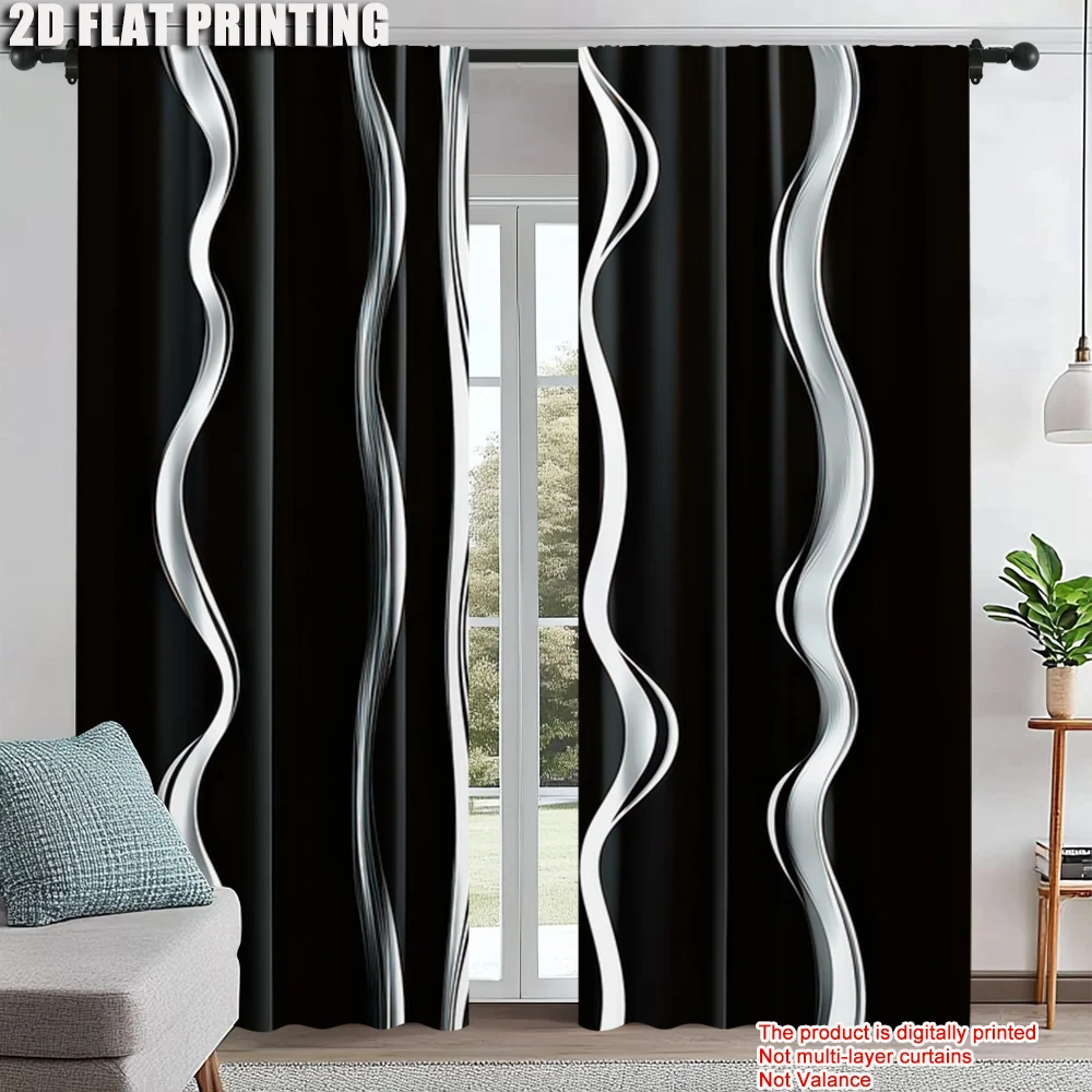 2Pcs Black And White Stripes Polyester Curtain Light-Filtering For Bedroom And Living Room Decor Fashion Curtain
2Pcs Black And White Stripes Polyester Curtain Light-Filtering For Bedroom And Living Room Decor Fashion Curtain