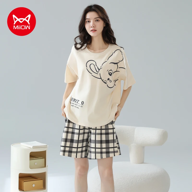 MiiOW 2Pcs Women's Pajamas Set Cotton Summer Short Sleeve Woman Homewear Breathable Woman Sleepwear Cute Printed Girls Nightwear
MiiOW 2Pcs Women's Pajamas Set Cotton Summer Short Sleeve Woman Homewear Breathable Woman Sleepwear Cute Printed Girls Nightwear