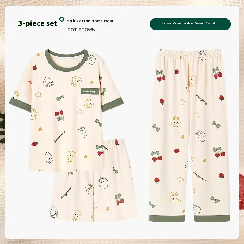 New Three-Piece Pajamas Spring and Summer Women's Models Short-Sleeved Shorts Pants Set of Casual Summer Pajamas Homewear Set
New Three-Piece Pajamas Spring and Summer Women's Models Short-Sleeved Shorts Pants Set of Casual Summer Pajamas Homewear Set