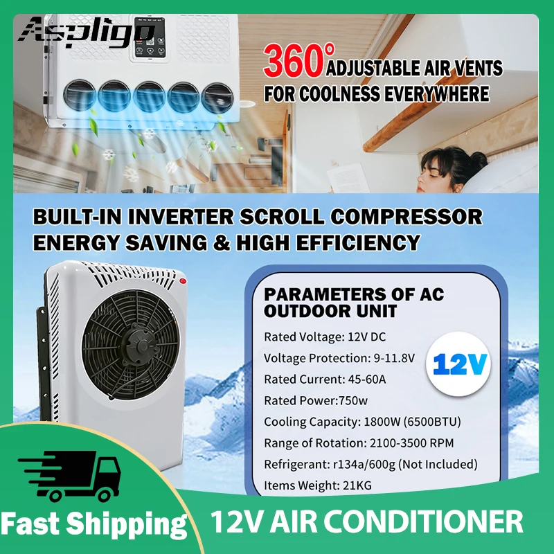 Aspligo 12V 24V Электрический автомобильный кондиционер New Energy Parking Split Кондиционер для грузовика, автобуса, кемпера, фургона, лодки, охлаждения
Aspligo 12V 24V Электрический автомобильный кондиционер New Energy Parking Split Кондиционер для грузовика, автобуса, кемпера, фургона, лодки, охлаждения