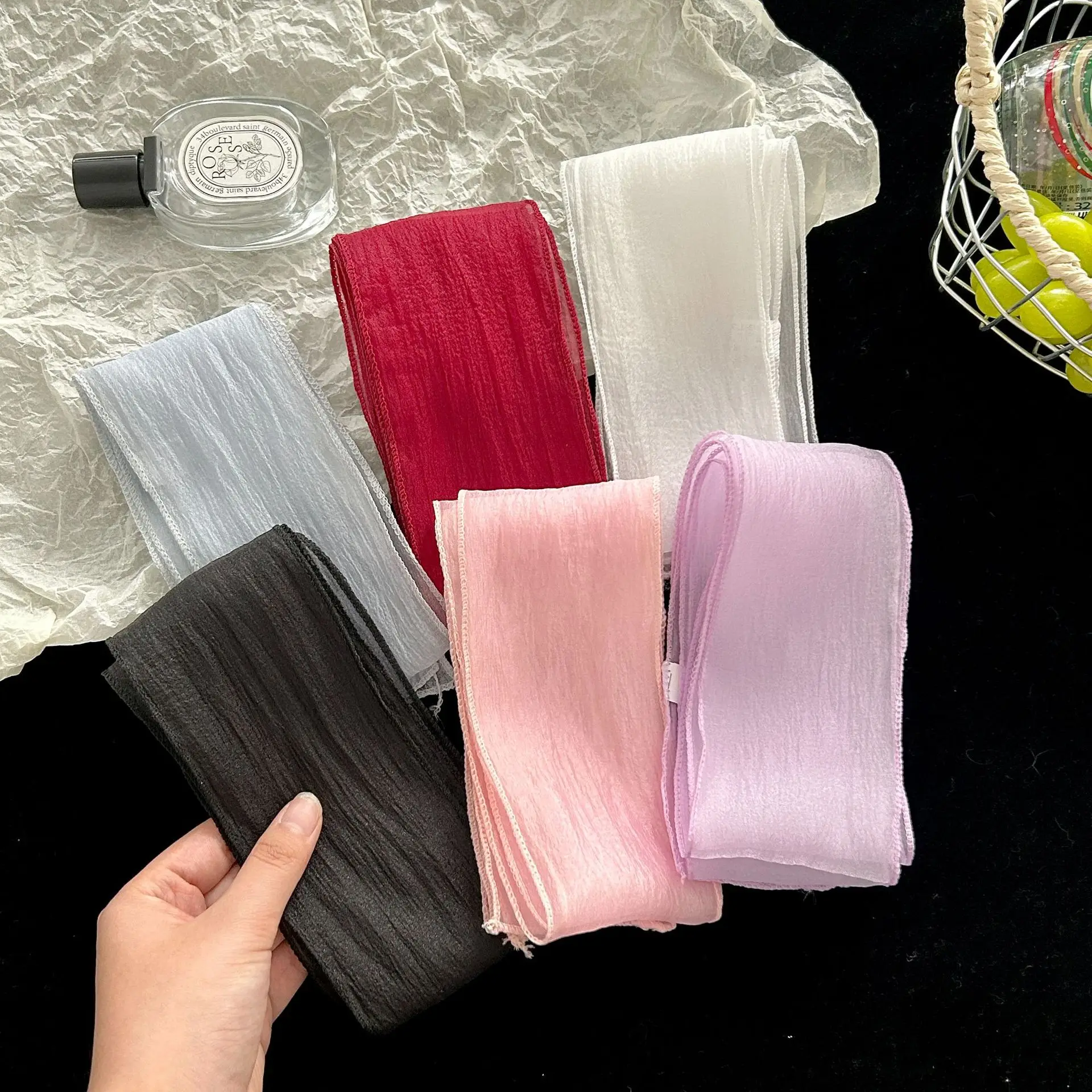 Multi-color Crinkled Chiffon Skinny Scarf Fashion Sheer Neckerchief Multi-use Hair Scarf Bag Ribbon Soft Neck Scarf for Daily
Multi-color Crinkled Chiffon Skinny Scarf Fashion Sheer Neckerchief Multi-use Hair Scarf Bag Ribbon Soft Neck Scarf for Daily