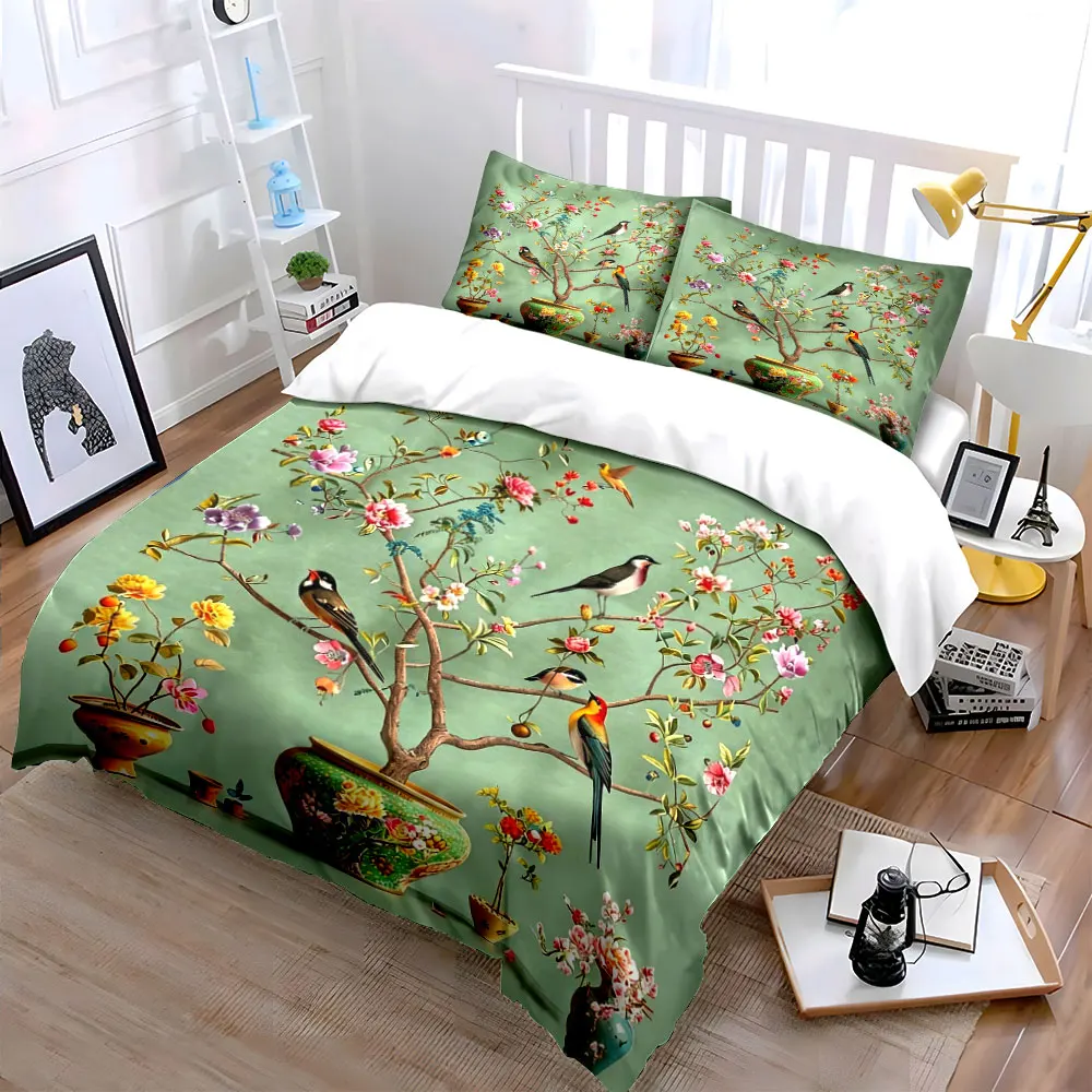 3PC Flower And Bird Pattern Duvet Cover Set(1 Duvet Cover+2 Pillowcase)Vintage Flower And Bird Bonsai Print Bedding for Bedroom
3PC Flower And Bird Pattern Duvet Cover Set(1 Duvet Cover+2 Pillowcase)Vintage Flower And Bird Bonsai Print Bedding for Bedroom