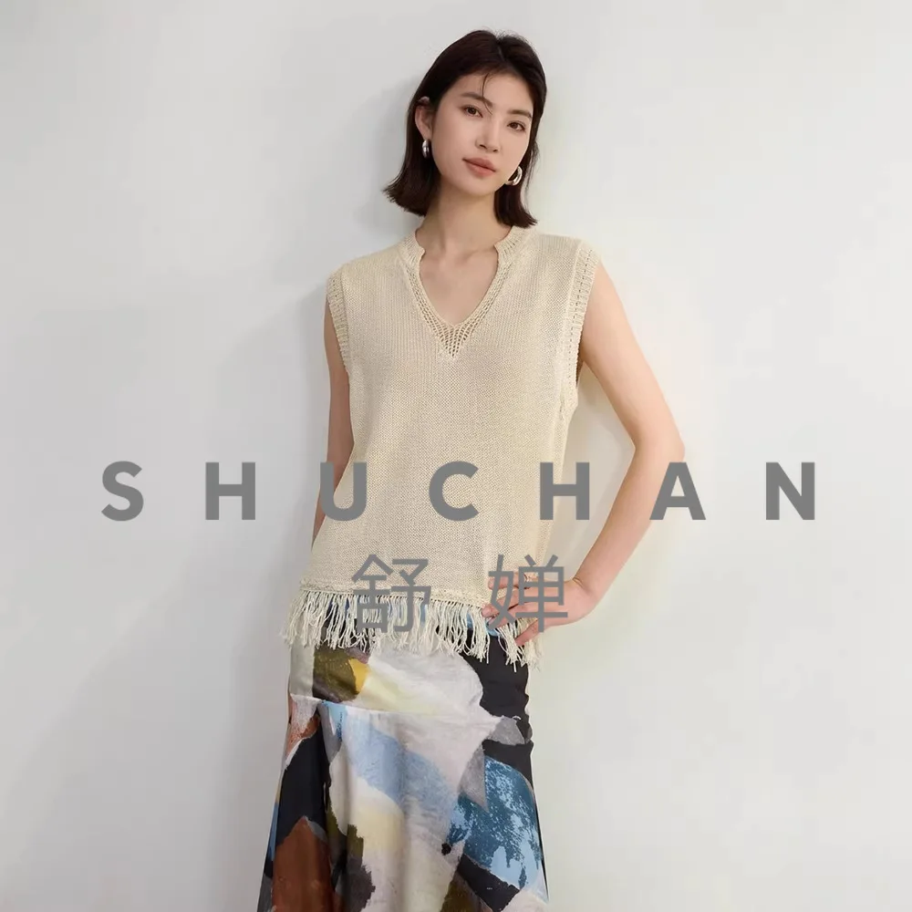 Lao Qian Feng Mulberry Silk and Paper V-Neck Knitted Vest for Women's Outer Wear 2026 New Women's Tassel Spring Vest
Lao Qian Feng Mulberry Silk and Paper V-Neck Knitted Vest for Women's Outer Wear 2026 New Women's Tassel Spring Vest