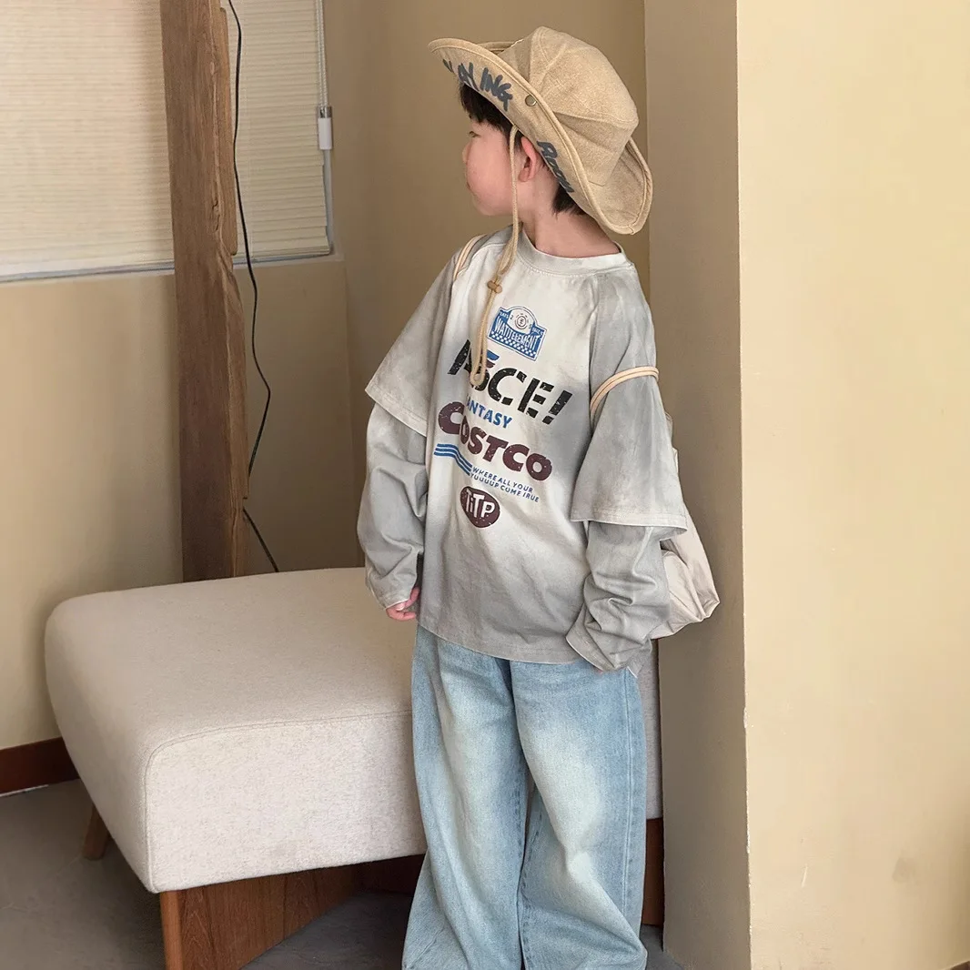 2025 New Boys' Long Sleeve T-Shirt Fake Two Pieces Boys' Top Letter Children's Base Shirt
2025 New Boys' Long Sleeve T-Shirt Fake Two Pieces Boys' Top Letter Children's Base Shirt