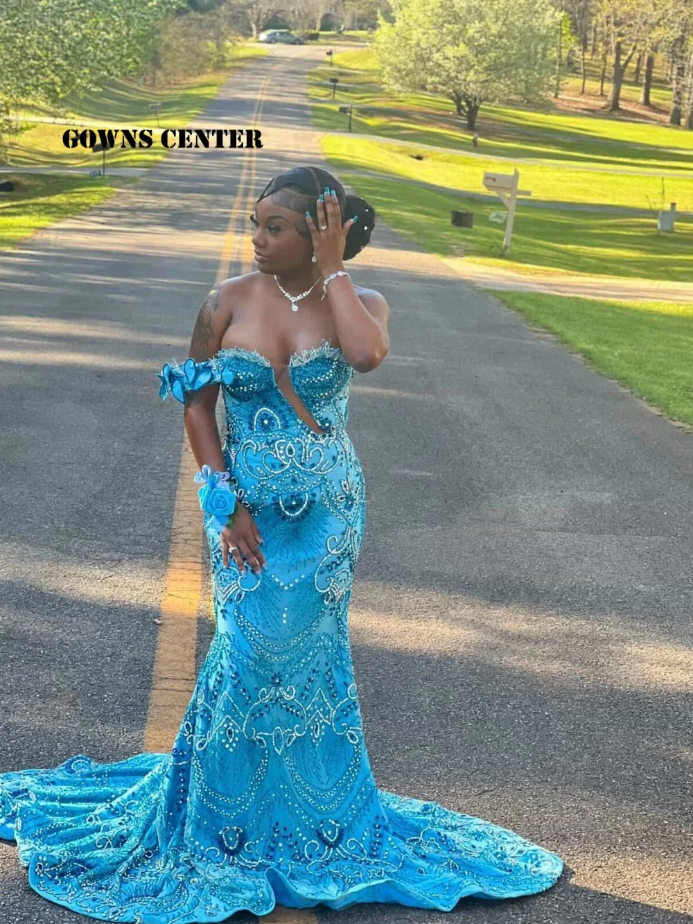 Blue Beaded Aso Ebi Evening Dress African One Shoulder Party Prom Dress Women Wedding Dresss Mermaid Formal Customized
Blue Beaded Aso Ebi Evening Dress African One Shoulder Party Prom Dress Women Wedding Dresss Mermaid Formal Customized