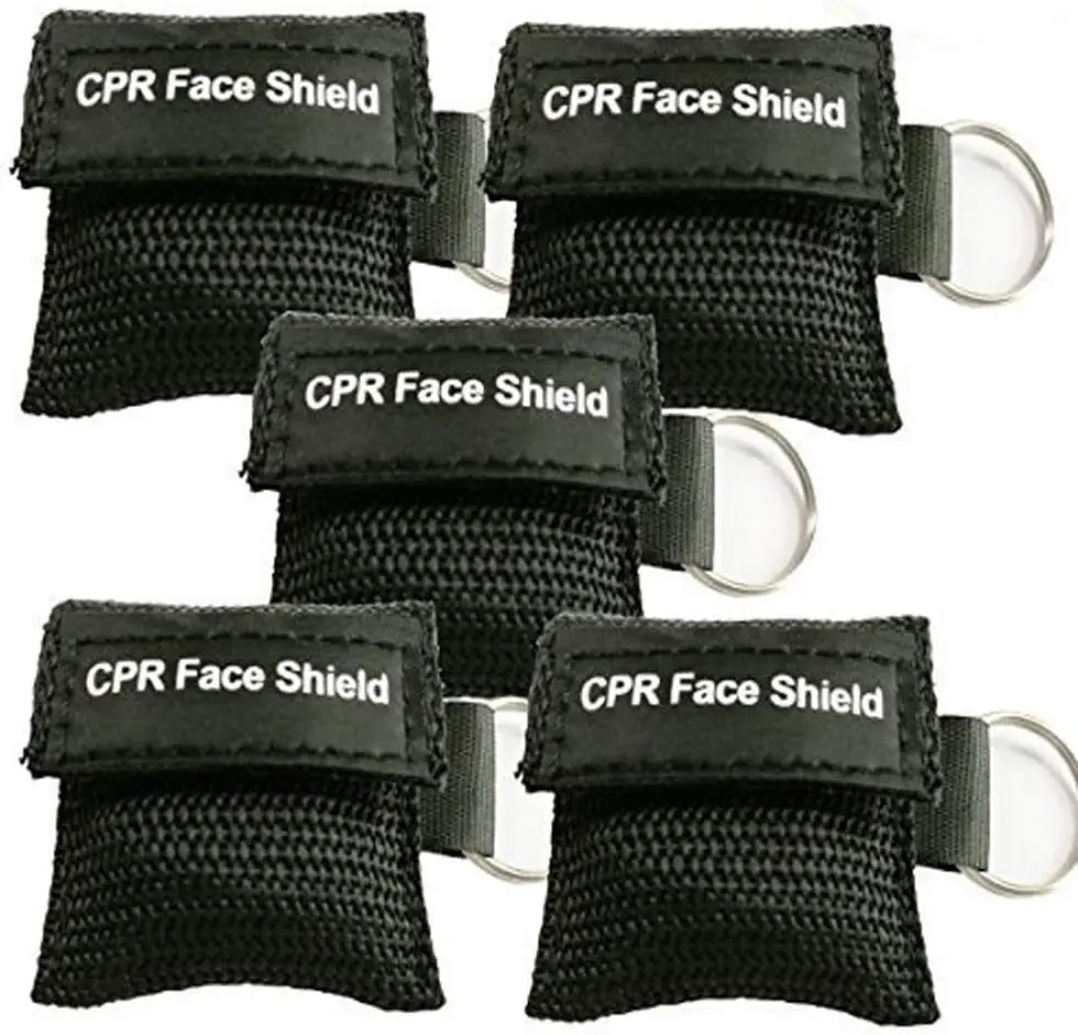 5-Pack CPR Face Shield Keychain - Emergency First Aid Mask with One-Way Valve (Black)
5-Pack CPR Face Shield Keychain - Emergency First Aid Mask with One-Way Valve (Black)