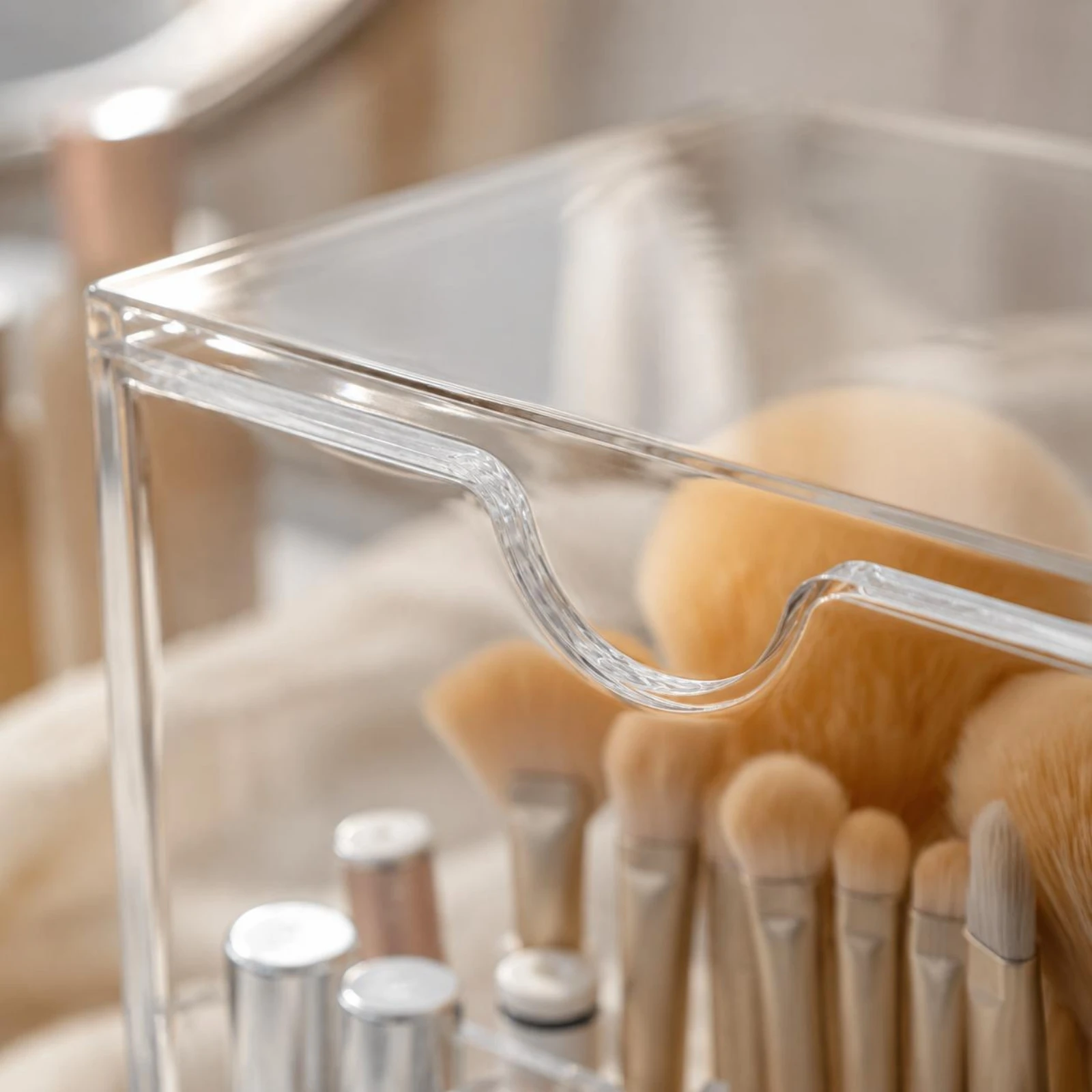 Acrylic Makeup Brush Holder Compartment Design Makeup Brush Holder Beauty Storage Easy to Clean Long-Lasting for Vanity
Acrylic Makeup Brush Holder Compartment Design Makeup Brush Holder Beauty Storage Easy to Clean Long-Lasting for Vanity