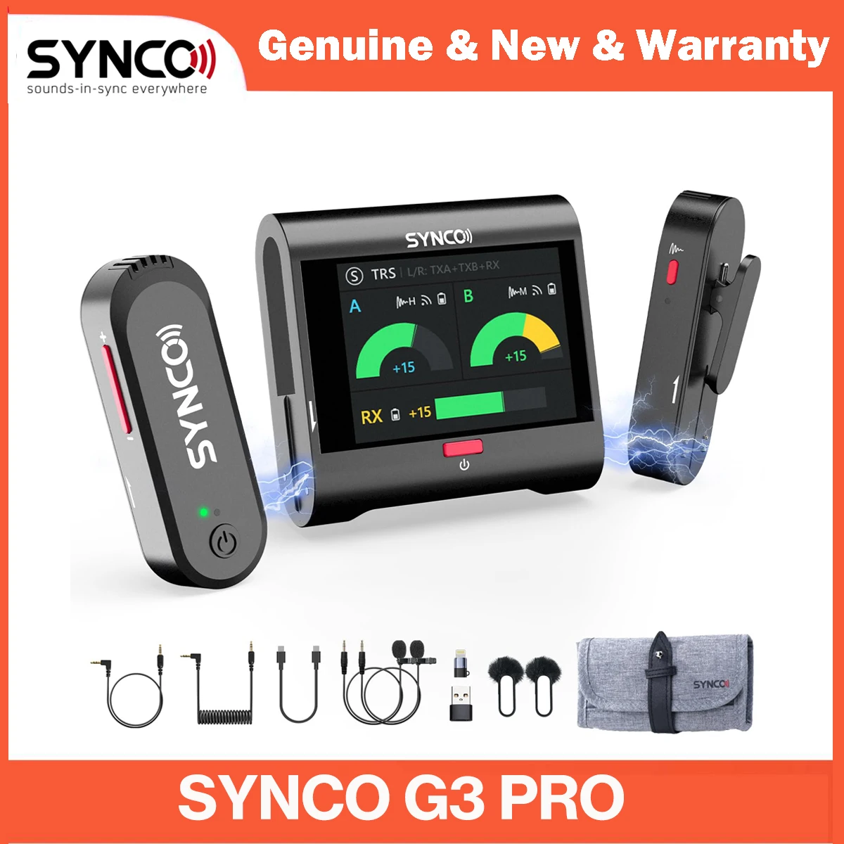 SYNCO G3 PRO Беспроводной микрофон с сенсорным экраном 2,4G Двойной петличный микрофон 820 футов для DSLR-смартфона ноутбука с шумоподавлением
SYNCO G3 PRO Беспроводной микрофон с сенсорным экраном 2,4G Двойной петличный микрофон 820 футов для DSLR-смартфона ноутбука с шумоподавлением