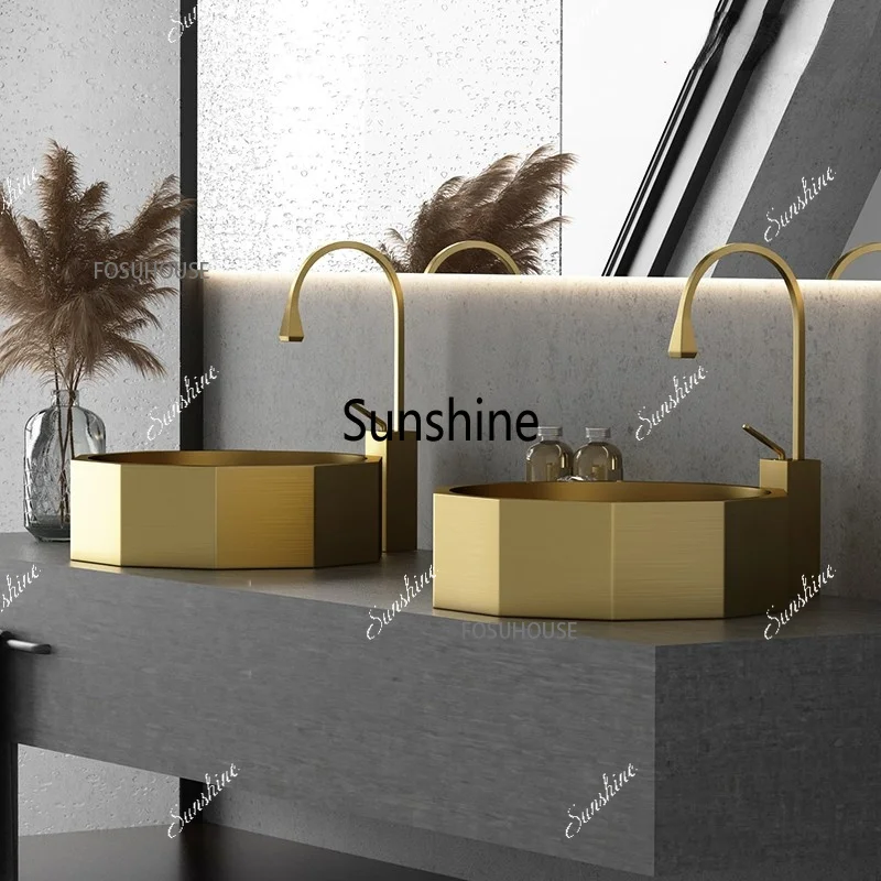 Light Luxury Stainless Steel Hotel Bathroom Washing Sinks Bathroom Washbasins Gold Bathroom Sinks Household Balcony Washbasin XX
Light Luxury Stainless Steel Hotel Bathroom Washing Sinks Bathroom Washbasins Gold Bathroom Sinks Household Balcony Washbasin XX