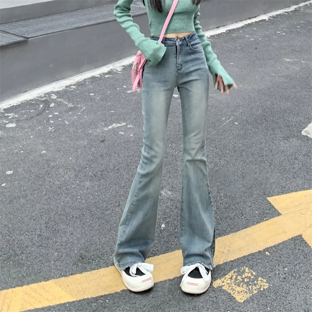 S-4XL Vintage Elastic Jeans for Women Fashion High Waist Slim Flare Denim Pants Female Ripped Tassles Edge Trousers Oversized
S-4XL Vintage Elastic Jeans for Women Fashion High Waist Slim Flare Denim Pants Female Ripped Tassles Edge Trousers Oversized