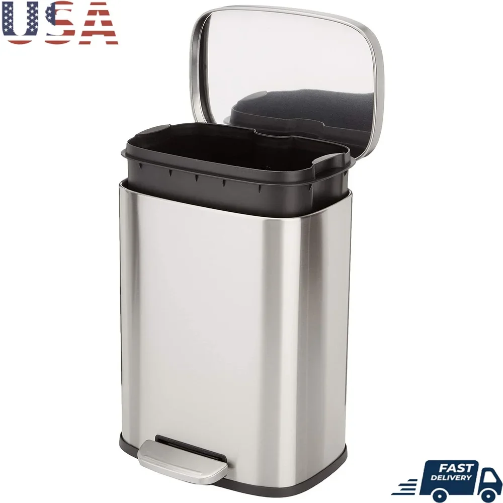 Smudge Resistant Small Rectangular Trash Can Soft Close Foot Pedal Bathroom Living Room Stainless Steel Easy Disposal 12L
Smudge Resistant Small Rectangular Trash Can Soft Close Foot Pedal Bathroom Living Room Stainless Steel Easy Disposal 12L