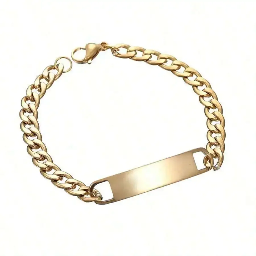 Stainless Steel Engraved ID Plate Chain Bracelet Unisex Casual Daily Wear
Stainless Steel Engraved ID Plate Chain Bracelet Unisex Casual Daily Wear