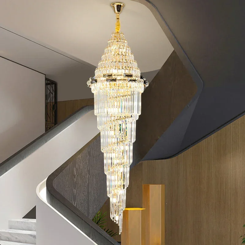 Duplex Villa Chandelier Light Luxury Living Room Crystal Light In The Middle Of The Building Rotating Stairwell Long Lamp
Duplex Villa Chandelier Light Luxury Living Room Crystal Light In The Middle Of The Building Rotating Stairwell Long Lamp