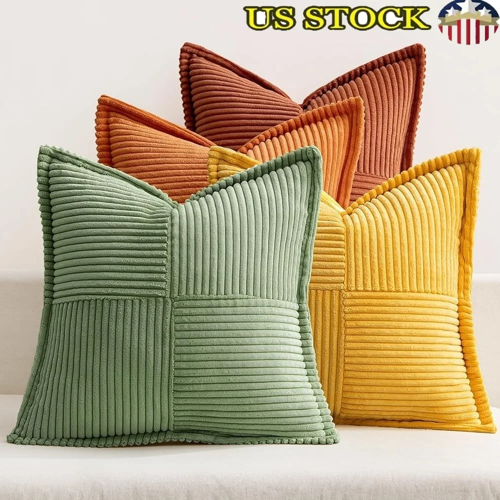 Burnt Orange Green Throw Pillow Covers Soft Boho Decorative Cushion Cases Patchwork Design Invisible Zipper Pack of 4 Modern
Burnt Orange Green Throw Pillow Covers Soft Boho Decorative Cushion Cases Patchwork Design Invisible Zipper Pack of 4 Modern