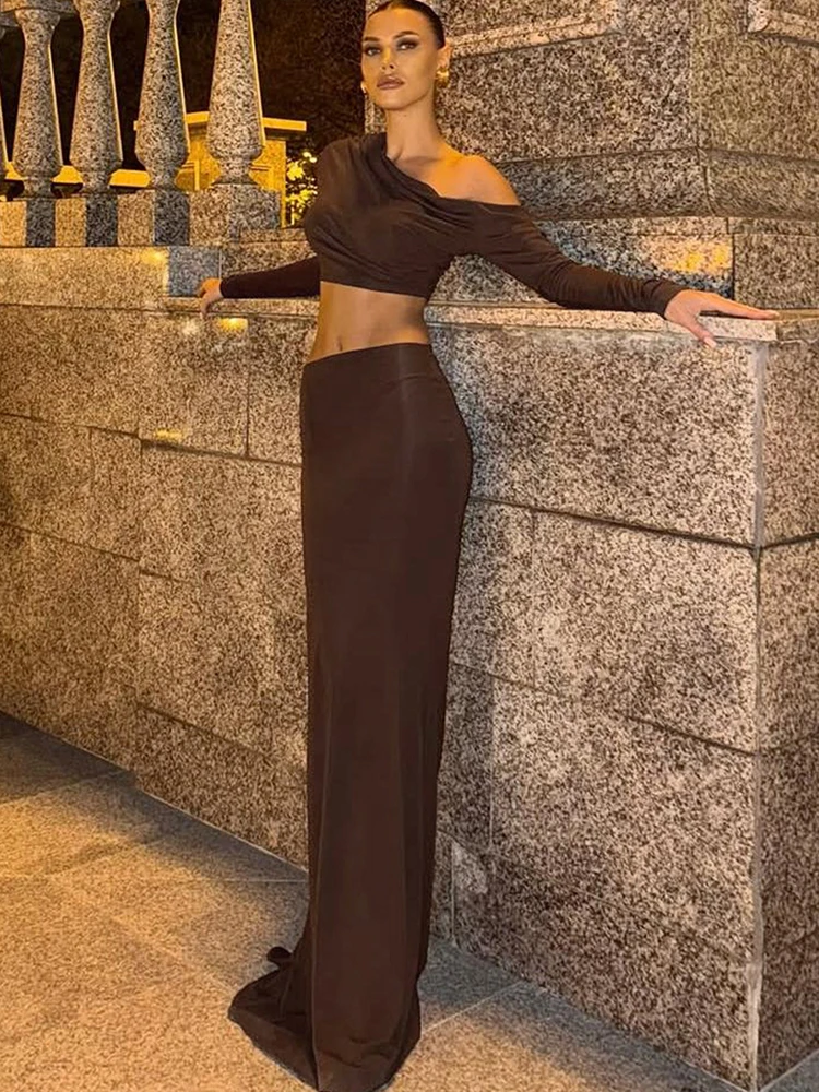 Macheda Y2K Sexy Style 2 Piece Set Women Skew Collar Off Shoulder Full Sleeve Crop Tops+Hollow Folds Skirt Street Elegant Suits
Macheda Y2K Sexy Style 2 Piece Set Women Skew Collar Off Shoulder Full Sleeve Crop Tops+Hollow Folds Skirt Street Elegant Suits