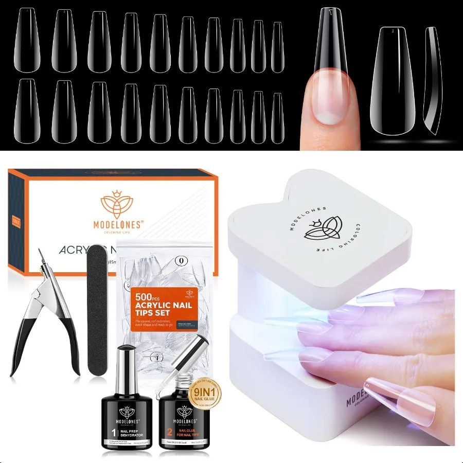 Gel Nail Kit Fake Nails Long Coffin 9inOne Glue Prep Dehydrator and Portable Mini U V Light Acrylic Clipper 500Pcs Coffin Tips
Gel Nail Kit Fake Nails Long Coffin 9inOne Glue Prep Dehydrator and Portable Mini U V Light Acrylic Clipper 500Pcs Coffin Tips