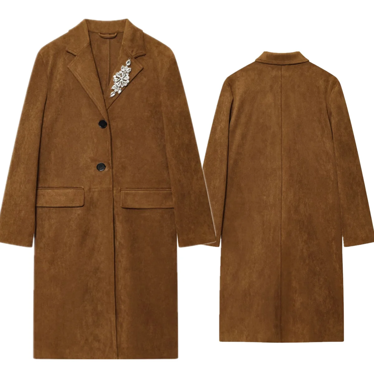 Maxdutti Fashion Ladies Elegant Diamond Decoration Women's Jacket Woman Clothes Tops Suede Khaki Long Jacket Women
Maxdutti Fashion Ladies Elegant Diamond Decoration Women's Jacket Woman Clothes Tops Suede Khaki Long Jacket Women