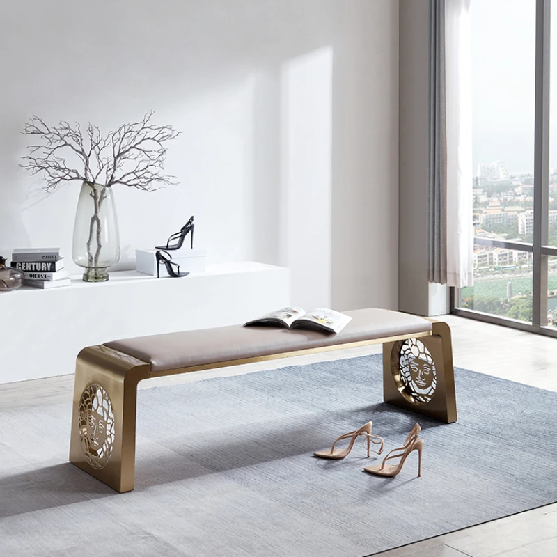 Long tea stool stainless steel leather art bedroom bedside stool designer home door shoe changing stool
Long tea stool stainless steel leather art bedroom bedside stool designer home door shoe changing stool