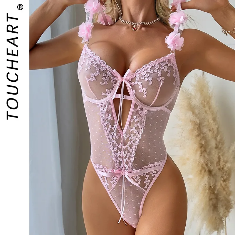 Toucheart Love Sexy Babydoll Bodysuit Embroidery Petal Hollow See-through Solid Color Bow Knot Slim Backless Mesh Interestingset
Toucheart Love Sexy Babydoll Bodysuit Embroidery Petal Hollow See-through Solid Color Bow Knot Slim Backless Mesh Interestingset
