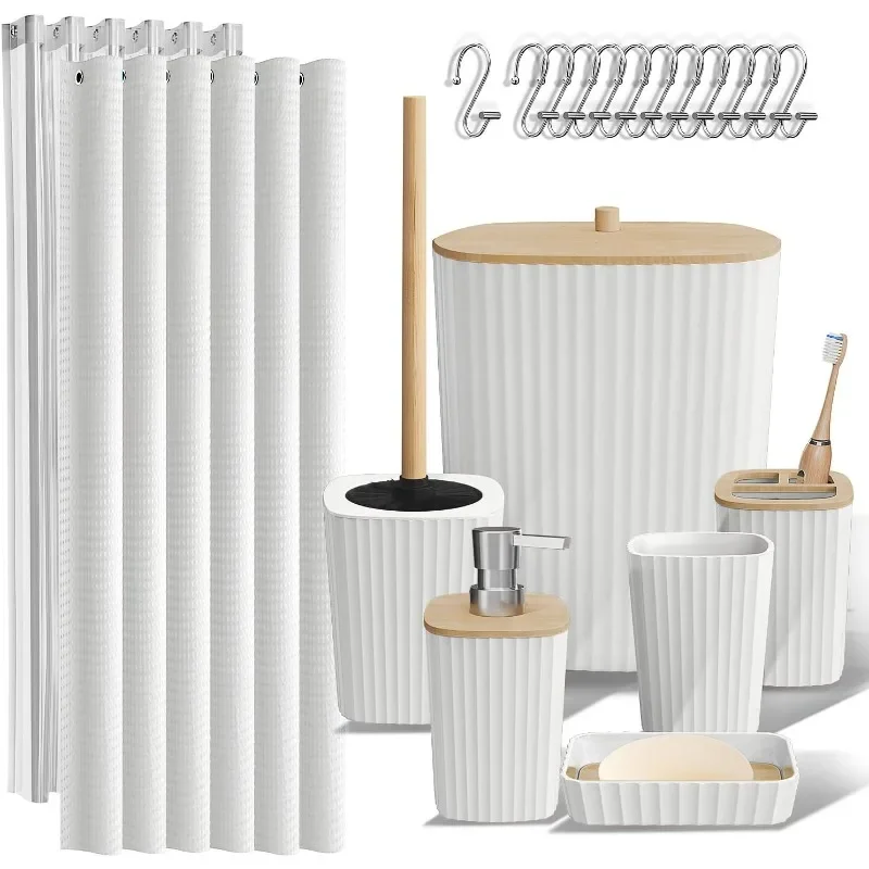 Bathroom Accessories Set - Bathroom Set, 20 counts Bathroom Accessory Set, White Shower Curtain Set
Bathroom Accessories Set - Bathroom Set, 20 counts Bathroom Accessory Set, White Shower Curtain Set