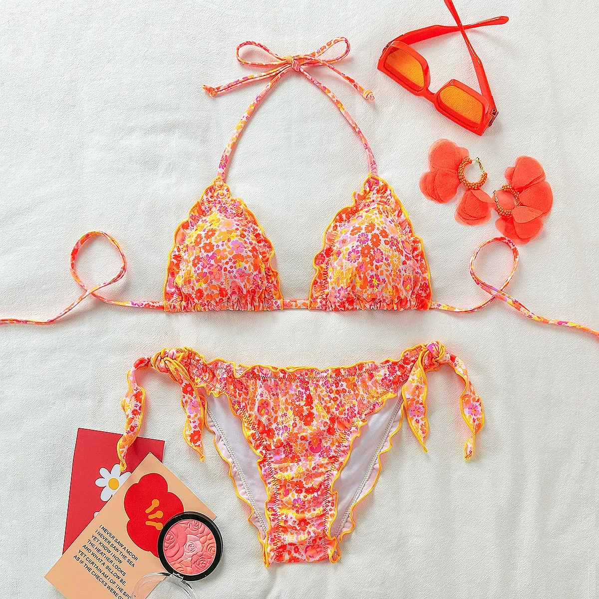 New Floral Print Bikini Set Tie Side Triangle Swimwear Sexy Summer Beach Hot Girl
New Floral Print Bikini Set Tie Side Triangle Swimwear Sexy Summer Beach Hot Girl