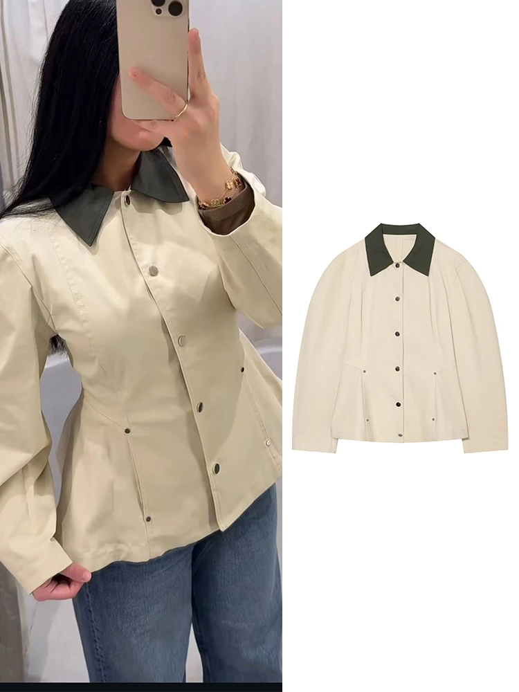 TFMLN Women Contrast Collar Jacket Spring Autumn Fashion Single Breasted Outerwear Casual Style Long Sleeve Vintage Streetwear
TFMLN Women Contrast Collar Jacket Spring Autumn Fashion Single Breasted Outerwear Casual Style Long Sleeve Vintage Streetwear