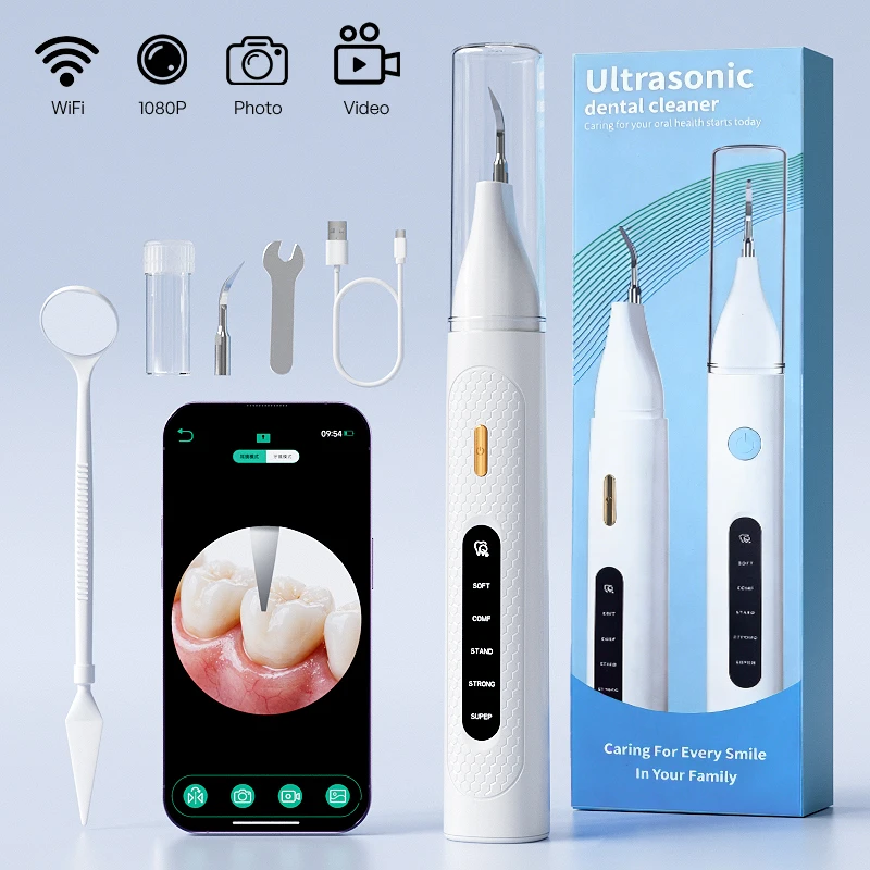 Visual Ultrasonic Dental Scaler with Camera 5 Modes WIFI Electric Teeth Cleaner 6LEDs Tartar Plaque Remover Teeth Cleaning Tool
Visual Ultrasonic Dental Scaler with Camera 5 Modes WIFI Electric Teeth Cleaner 6LEDs Tartar Plaque Remover Teeth Cleaning Tool