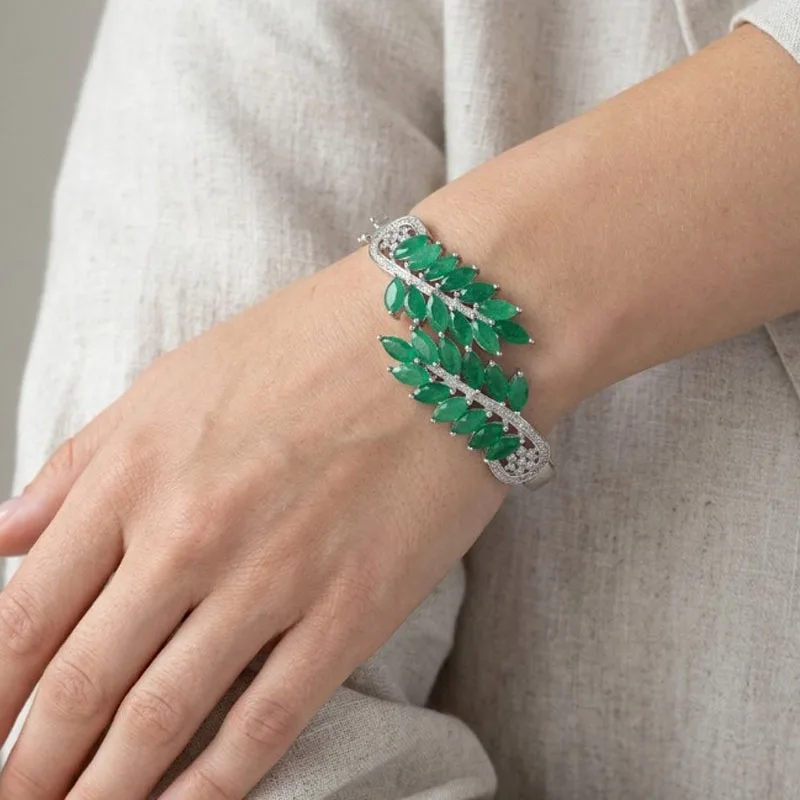 59x29mm Highly Recommend 18g Real Green Emerald CZ Women Wedding Silver Bangle Bracelet 7.5"
59x29mm Highly Recommend 18g Real Green Emerald CZ Women Wedding Silver Bangle Bracelet 7.5"