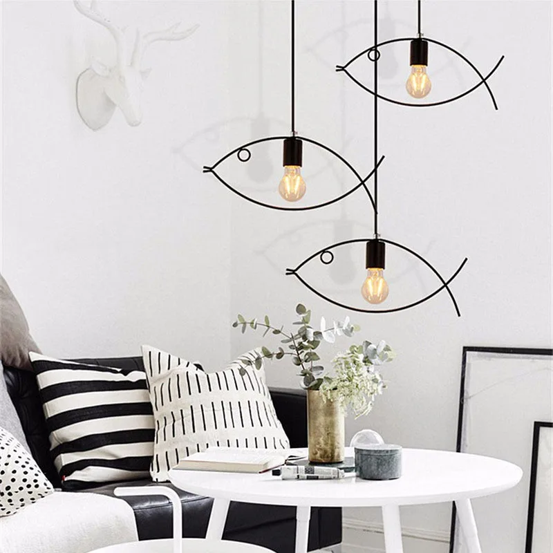 Vintage Fish Pendant Lights Halling Loft Restaurant Bar Metal Black E27 LED Pendant Lamp Fixture Dining Room Light
Vintage Fish Pendant Lights Halling Loft Restaurant Bar Metal Black E27 LED Pendant Lamp Fixture Dining Room Light
