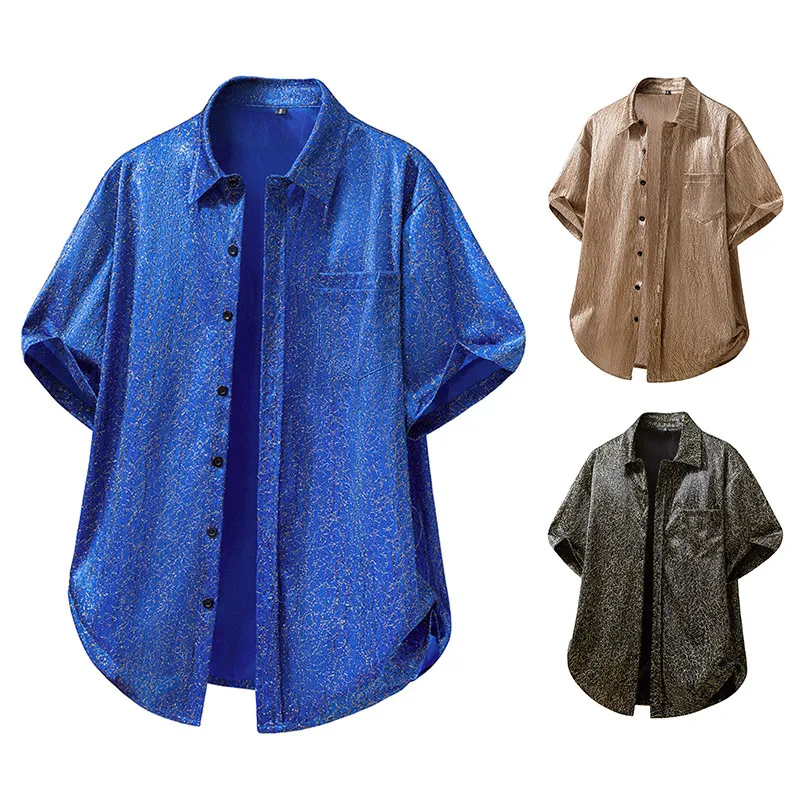 Men's Summer ort Sve irt Gold Tead Embroidery Beach Sle Stand Fit Polyester Blend Casual Faion Youth Clothing
Men's Summer ort Sve irt Gold Tead Embroidery Beach Sle Stand Fit Polyester Blend Casual Faion Youth Clothing