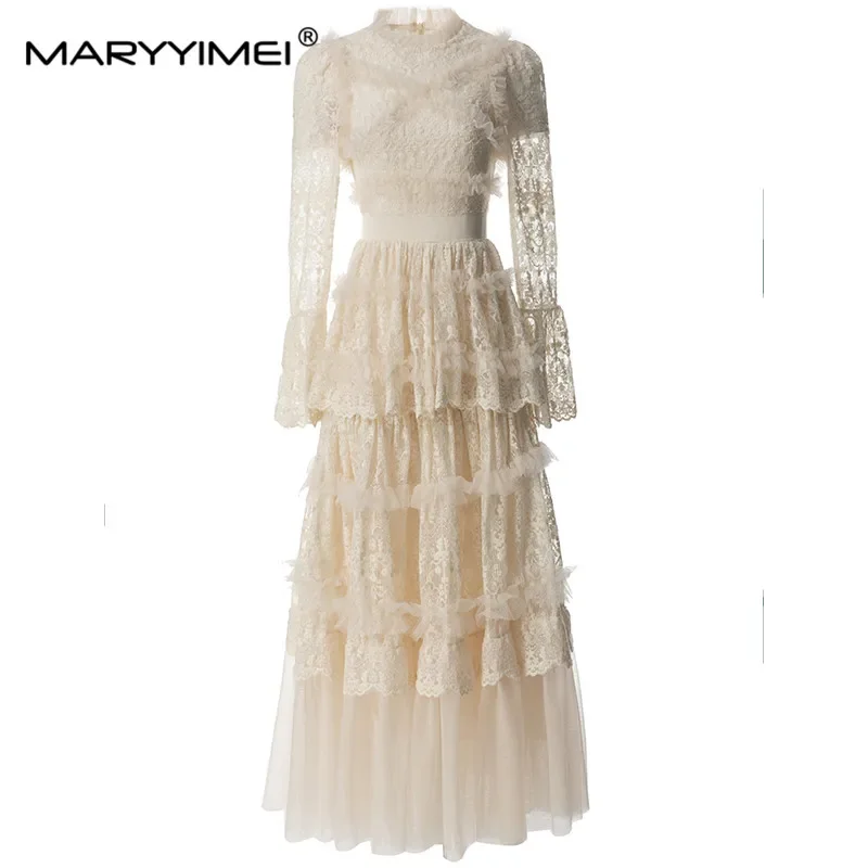 MARYYIMEI 2023 Fashion Autum Flare Sleeve dress Embroidery Hollow Out Layered Ruffle Elegant Mesh Long Dresses
MARYYIMEI 2023 Fashion Autum Flare Sleeve dress Embroidery Hollow Out Layered Ruffle Elegant Mesh Long Dresses