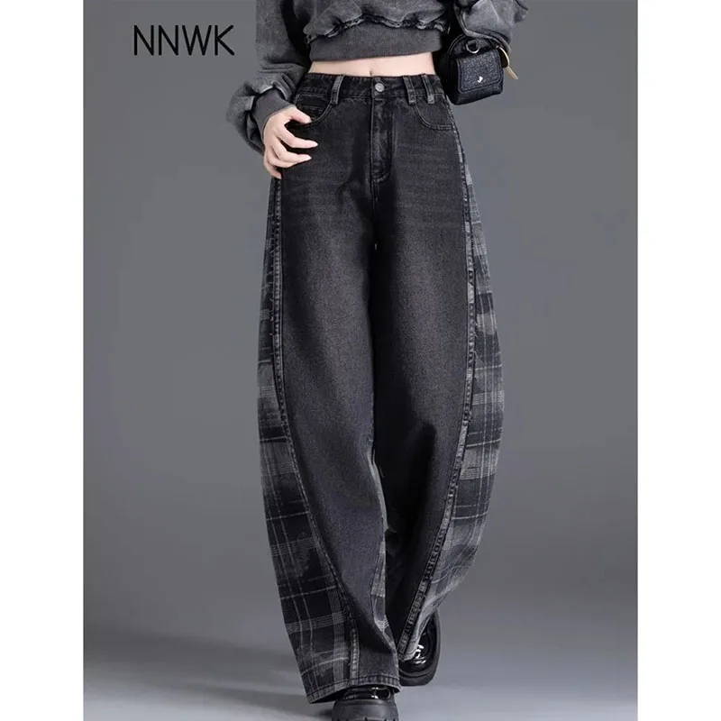 Korean Plaid Stitching Jeans Female 2026 New Black Pants Version Super Nice Straight Wide-Leg Pants Women's Denim Pants
Korean Plaid Stitching Jeans Female 2026 New Black Pants Version Super Nice Straight Wide-Leg Pants Women's Denim Pants