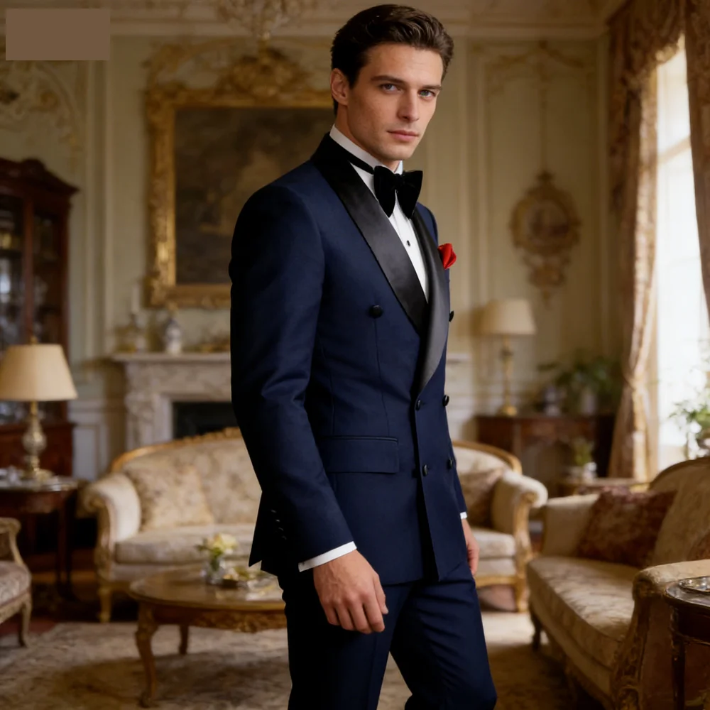 Slim Fit Men's Tuxedo 2 Piece Set Shawl Lapel Double Breasted Jacket with Pants Best Man Wedding Groom Business Formal Wear
Slim Fit Men's Tuxedo 2 Piece Set Shawl Lapel Double Breasted Jacket with Pants Best Man Wedding Groom Business Formal Wear