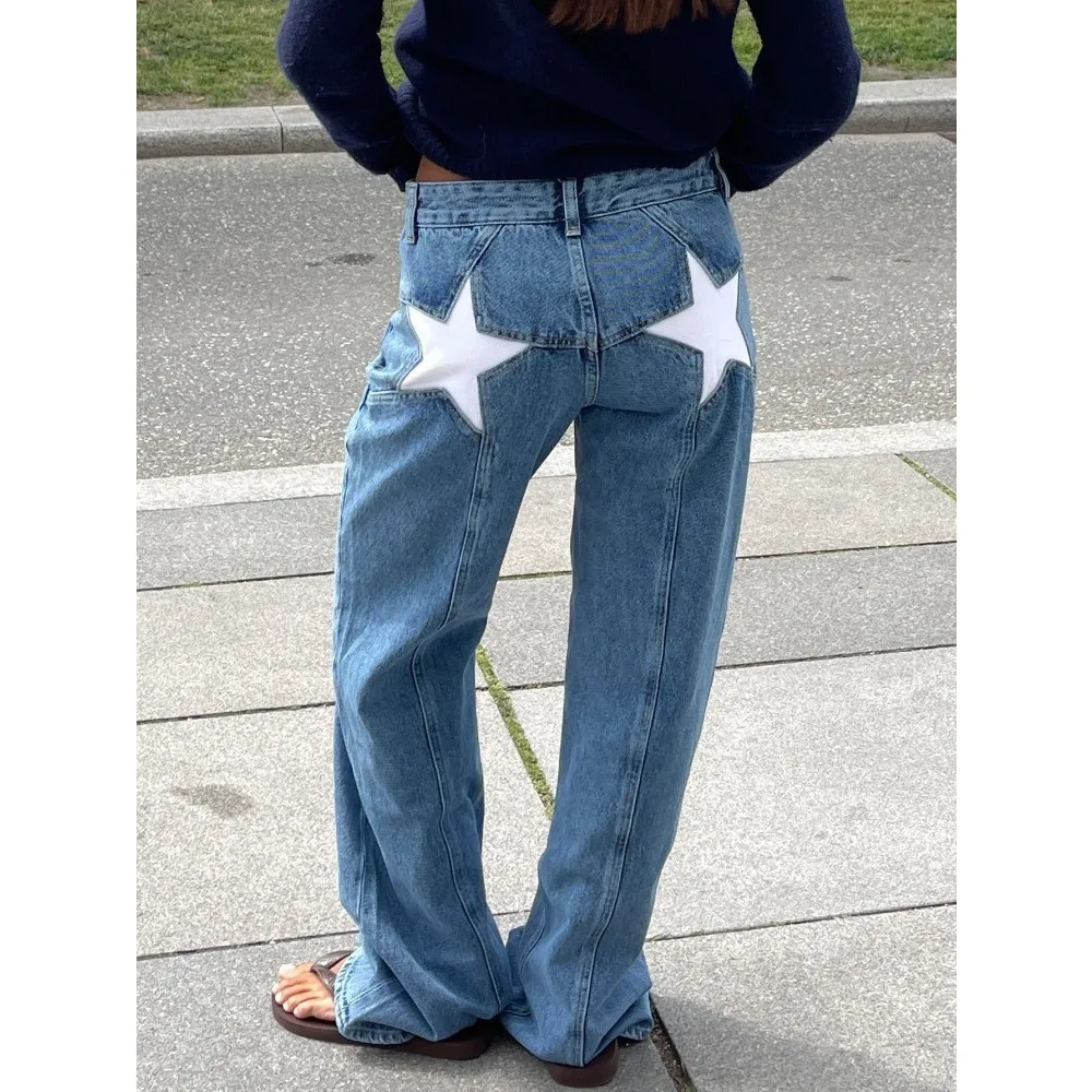 Jeans For Women 2025 star Print Straight Pants High Waist Washed Distressed Pockets Floor Length Streetwear Denim Trousers
Jeans For Women 2025 star Print Straight Pants High Waist Washed Distressed Pockets Floor Length Streetwear Denim Trousers
