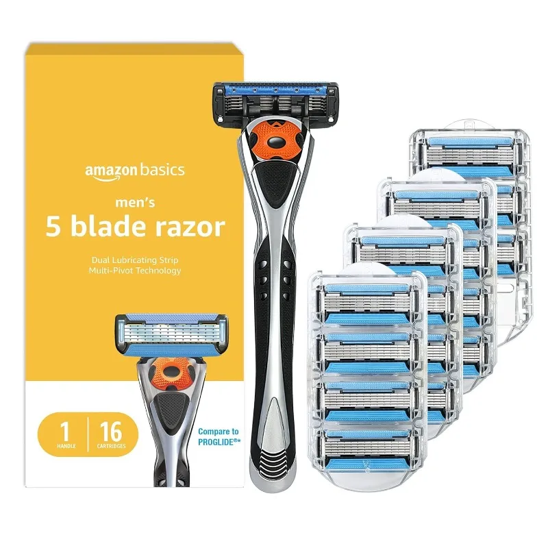 Amazon Basics 5-Blade MotionSphere Men's Razor with Dual Lubrication and Precision Trimmer, 17 Piece Set
Amazon Basics 5-Blade MotionSphere Men's Razor with Dual Lubrication and Precision Trimmer, 17 Piece Set