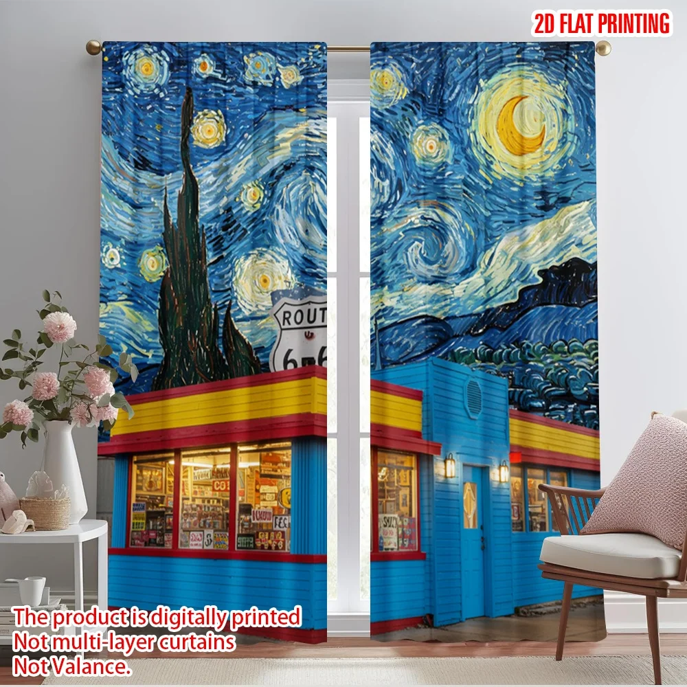2pcs 2D flat printing Scene Curtain Starry Night Route 66 100% Polyester Without Electricity Festive Holiday Use for Holiday
2pcs 2D flat printing Scene Curtain Starry Night Route 66 100% Polyester Without Electricity Festive Holiday Use for Holiday