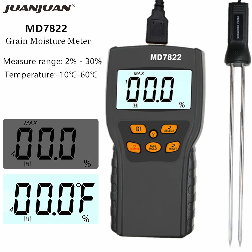 Digital Grain Moisture Meter Highly Sensitive Probe Humidity Tester Usb Charging Hygrometer Temperature Detector Wheat Corn Rice
Digital Grain Moisture Meter Highly Sensitive Probe Humidity Tester Usb Charging Hygrometer Temperature Detector Wheat Corn Rice
