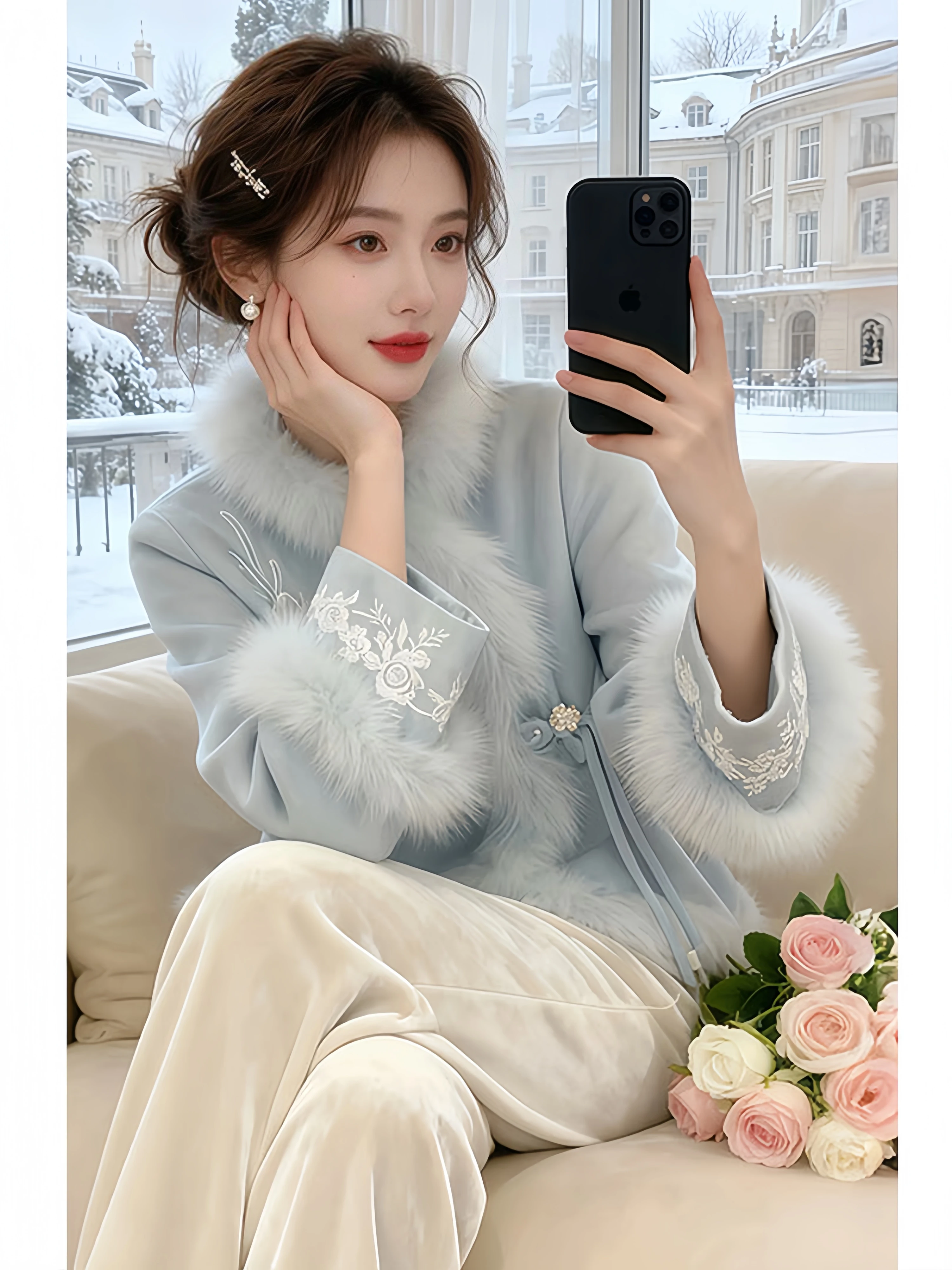 New Chinese Style Embroidered Cotton Jacket Women's Winter Fashionable Mink Splicing Cotton Coat Loose Fit Retro Embroidery
New Chinese Style Embroidered Cotton Jacket Women's Winter Fashionable Mink Splicing Cotton Coat Loose Fit Retro Embroidery