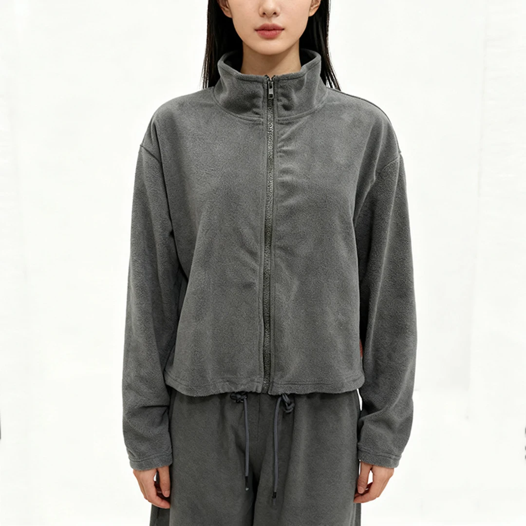Ladies' Spring and Autumn Grey Zipper Stand up Collar Wide Hoodie Loose fit Casual Jacket
Ladies' Spring and Autumn Grey Zipper Stand up Collar Wide Hoodie Loose fit Casual Jacket