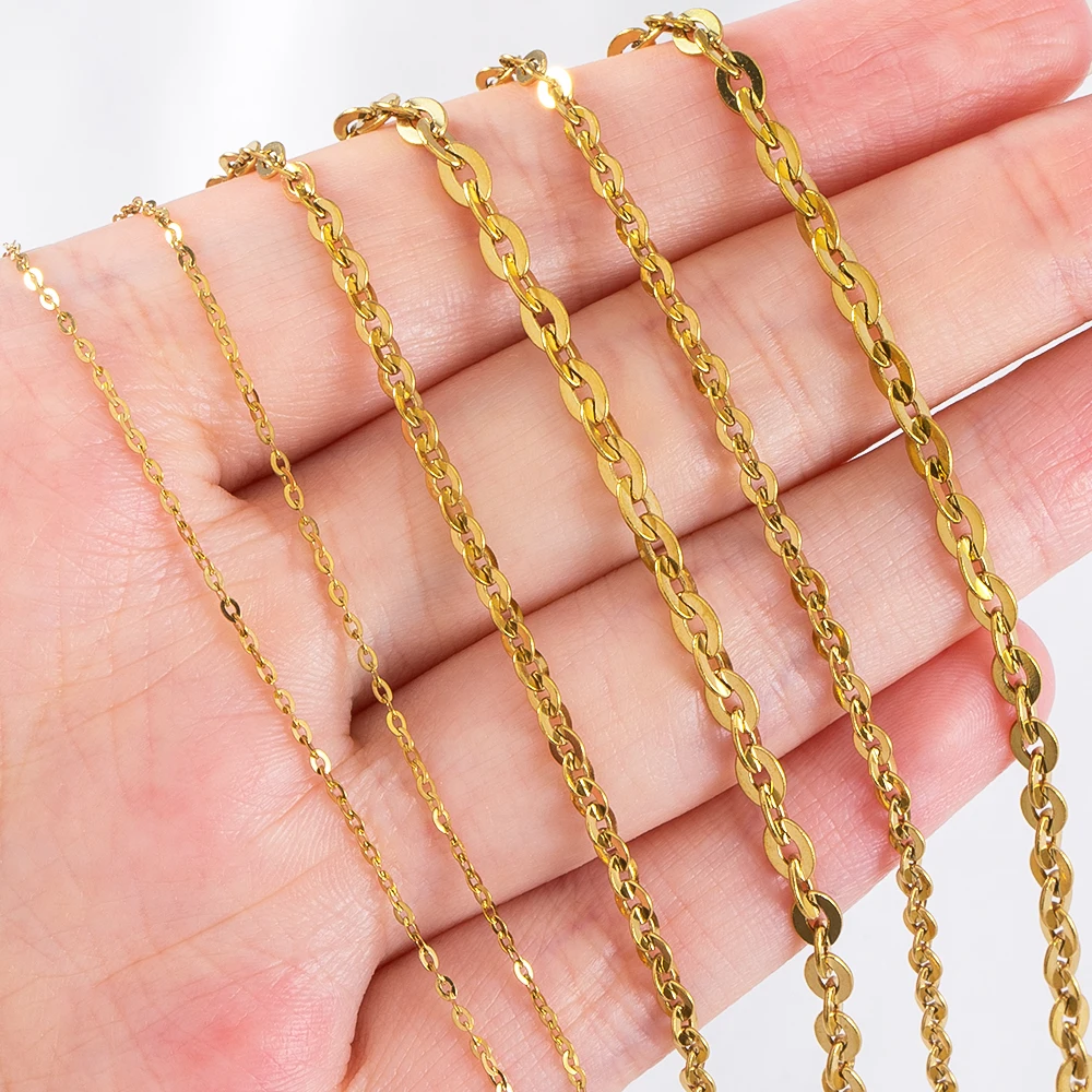 0.5M 1M 304 Stainless Steel 2-5mm Oval Disc Chains PVD Gold Plated Chains for DIY Jewelry Making Necklace Bracelet Supplies Bulk
0.5M 1M 304 Stainless Steel 2-5mm Oval Disc Chains PVD Gold Plated Chains for DIY Jewelry Making Necklace Bracelet Supplies Bulk