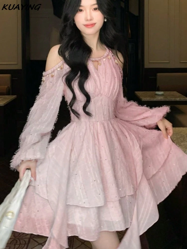 Women's Chic Irregular Ruffles Shell Decoration Mini Dress Spring Summer Long Sleeve Off Shoulder Fairy Evening Sequin Vestidos
Women's Chic Irregular Ruffles Shell Decoration Mini Dress Spring Summer Long Sleeve Off Shoulder Fairy Evening Sequin Vestidos