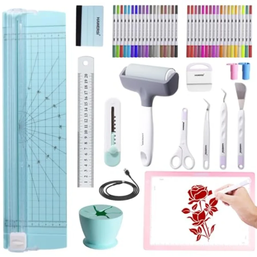 Essential Craft Tools Set for Cutting MachineWeeding Tools for Vinyl Paper Cutter Light Pad Vinyl Weeding Scrap Collector Braye